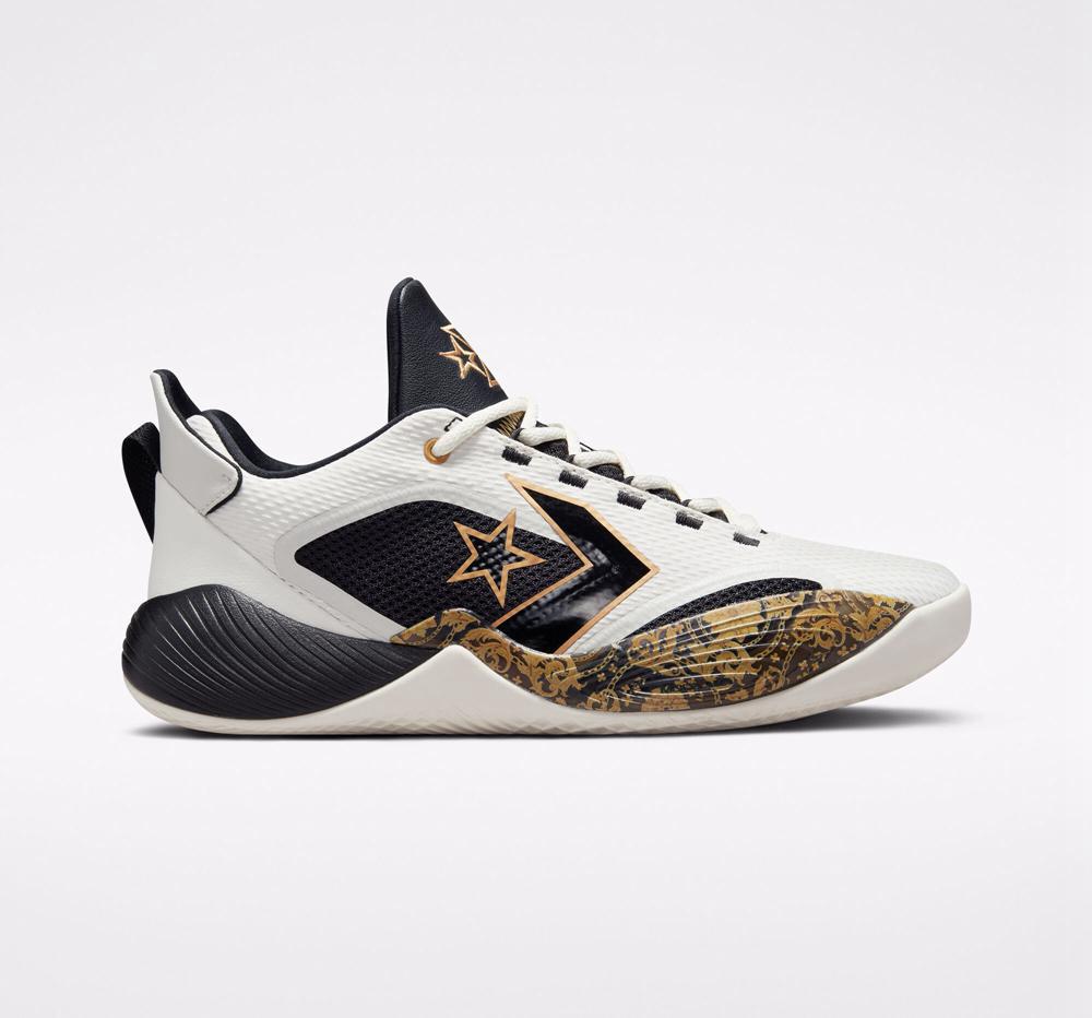 Converse All Star Bb Shift Gold Detail Basketball Låga Herr Vita Guld Svarta | 687421FWV