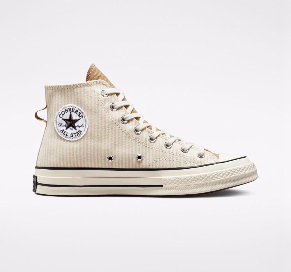 Converse Chuck 70 Crafted Stripe Unisex Höga Herr Khaki | 065843WAI