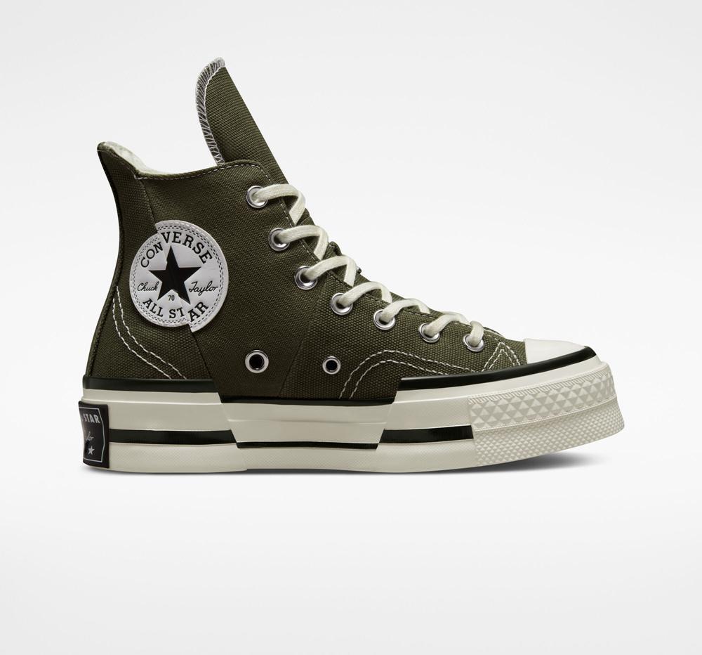 Converse Chuck 70 Plus Unisex High Top Platform Skor Dam Gröna Svarta | 172895QPX