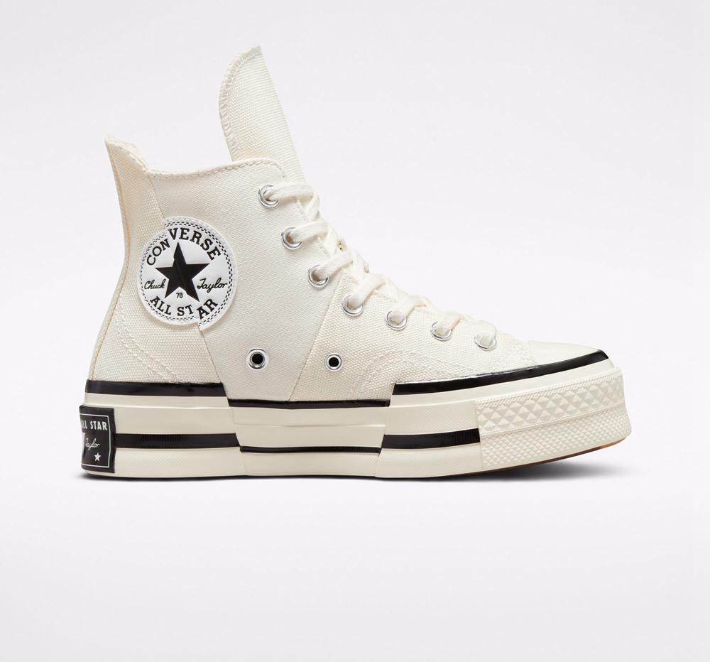 Converse Chuck 70 Plus Unisex Höga Dam Vita Svarta Svarta | 167824GKY