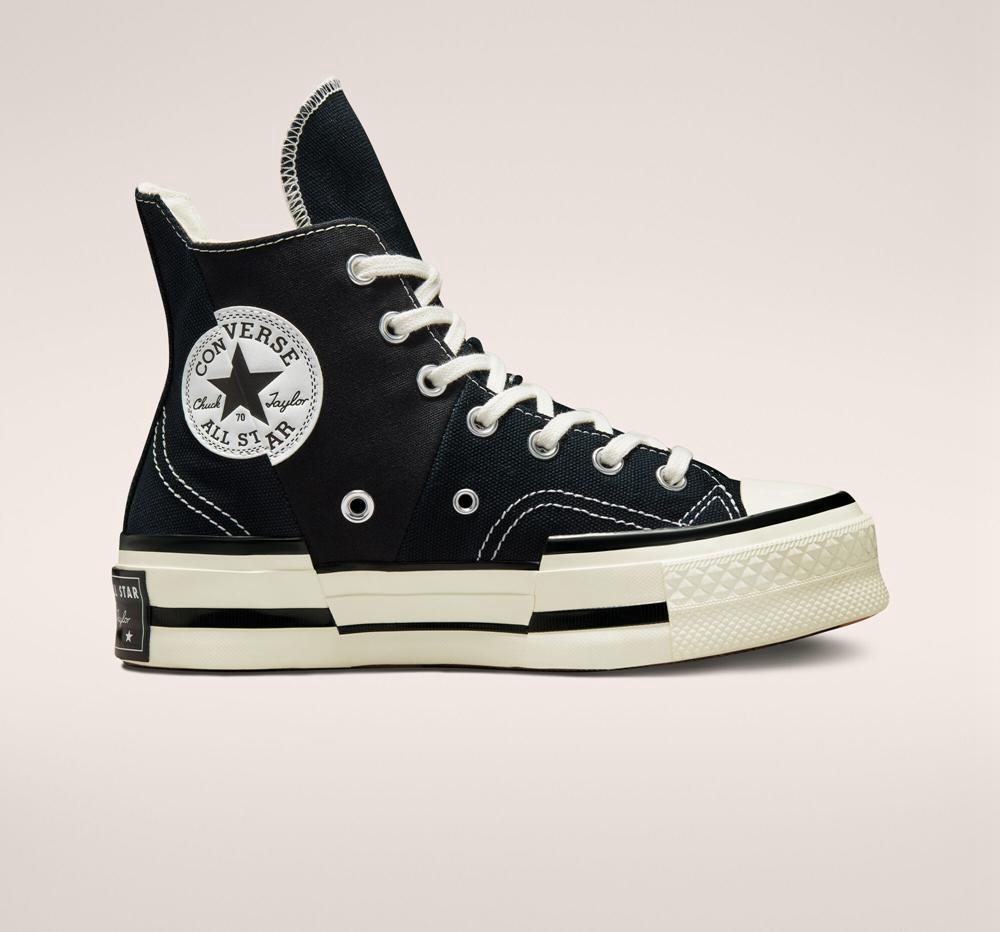 Converse Chuck 70 Plus Unisex Höga Herr Svarta Svarta | 830152ZND