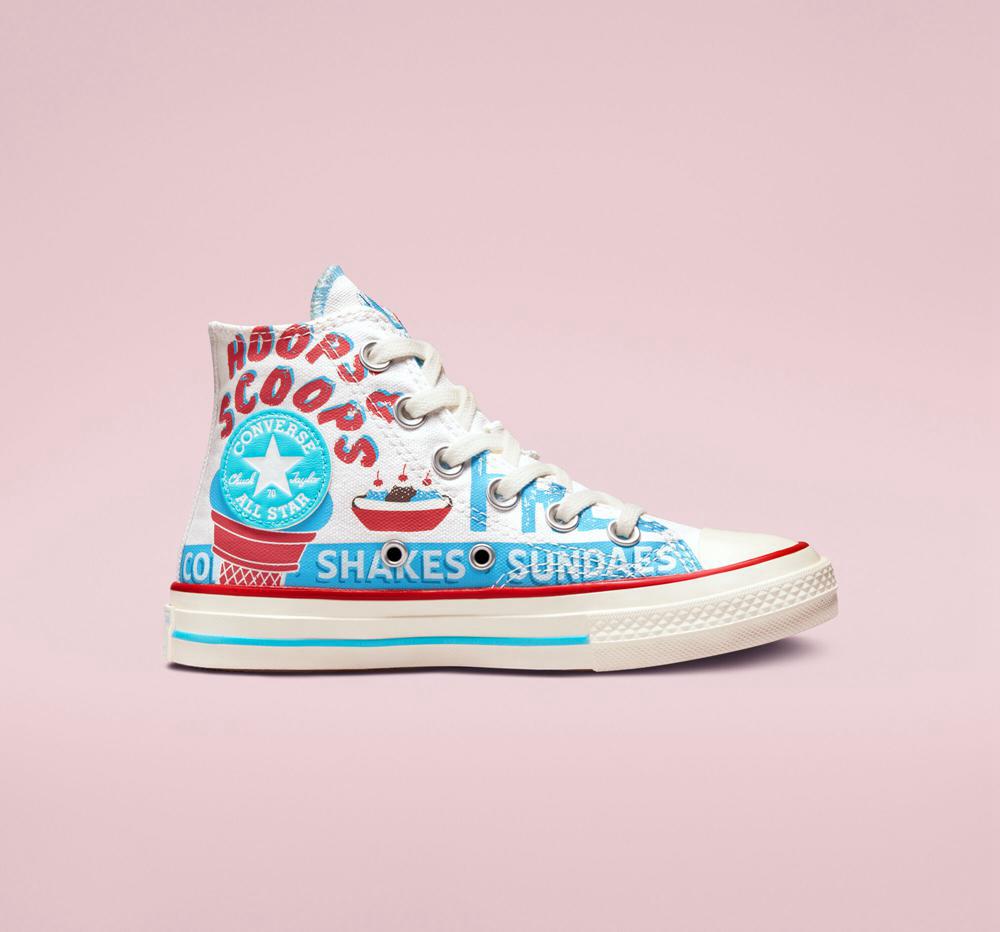 Converse Chuck 70 Sweet Scoops Little Kids Höga Pojke Vita Blå Röda | 401659OZI
