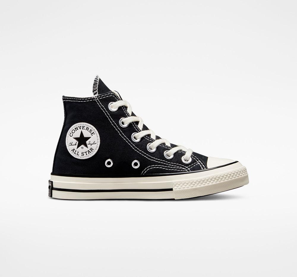 Converse Chuck 70 Vintage Canvas Little Kids Höga Tjej Svarta Svarta | 805394VND
