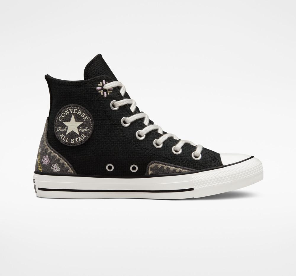 Converse Chuck Taylor All Star Autumn Embroidery Höga Dam Svarta Rosa | 213907LIS