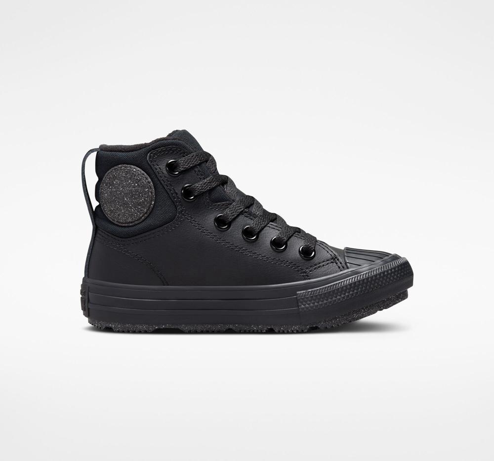 Converse Chuck Taylor All Star Berkshire Boot Läder Little Kids Höga Tjej Svarta Svarta Grå | 176935FYD