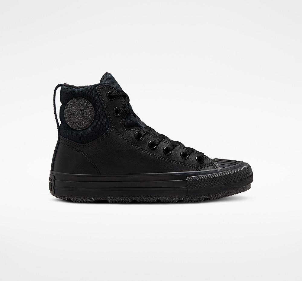 Converse Chuck Taylor All Star Berkshire Boot Läder Big Kids Höga Pojke Svarta Svarta Grå | 437596PWI