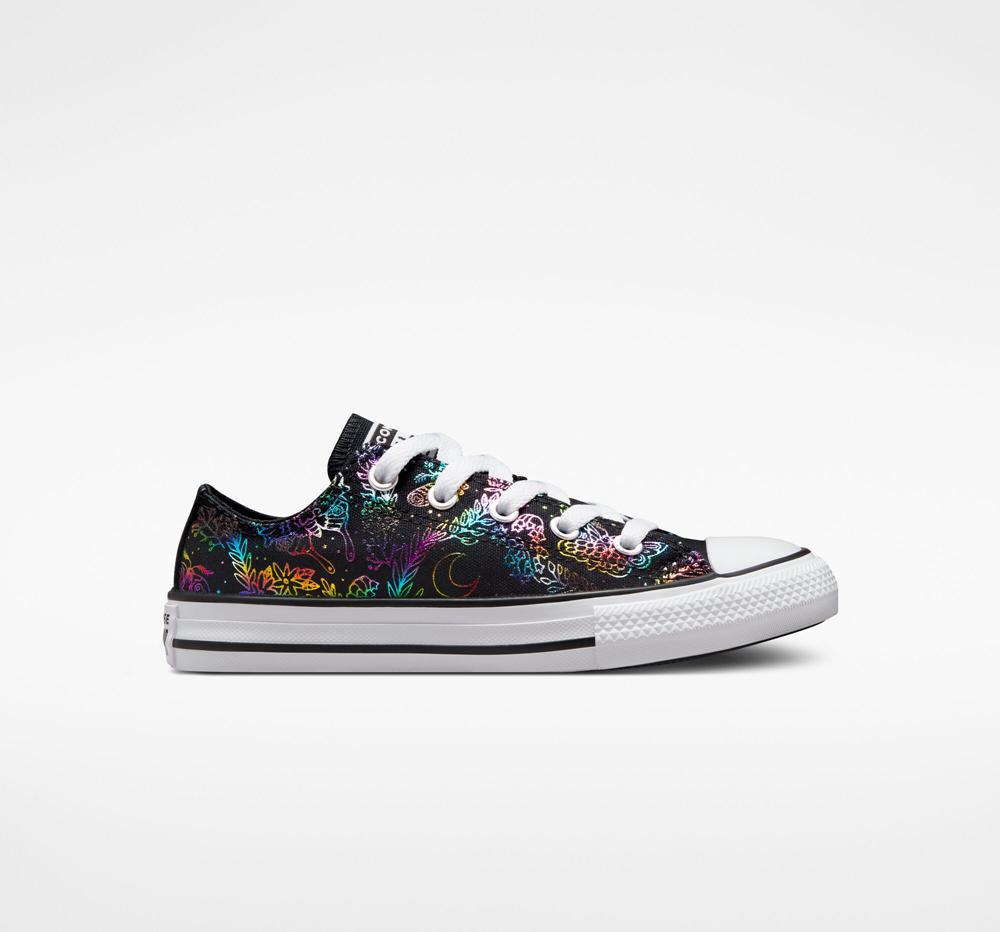 Converse Chuck Taylor All Star Butterfly Shine Little Kids Låga Tjej Svarta Rosa Lila Blå | 023176QIP