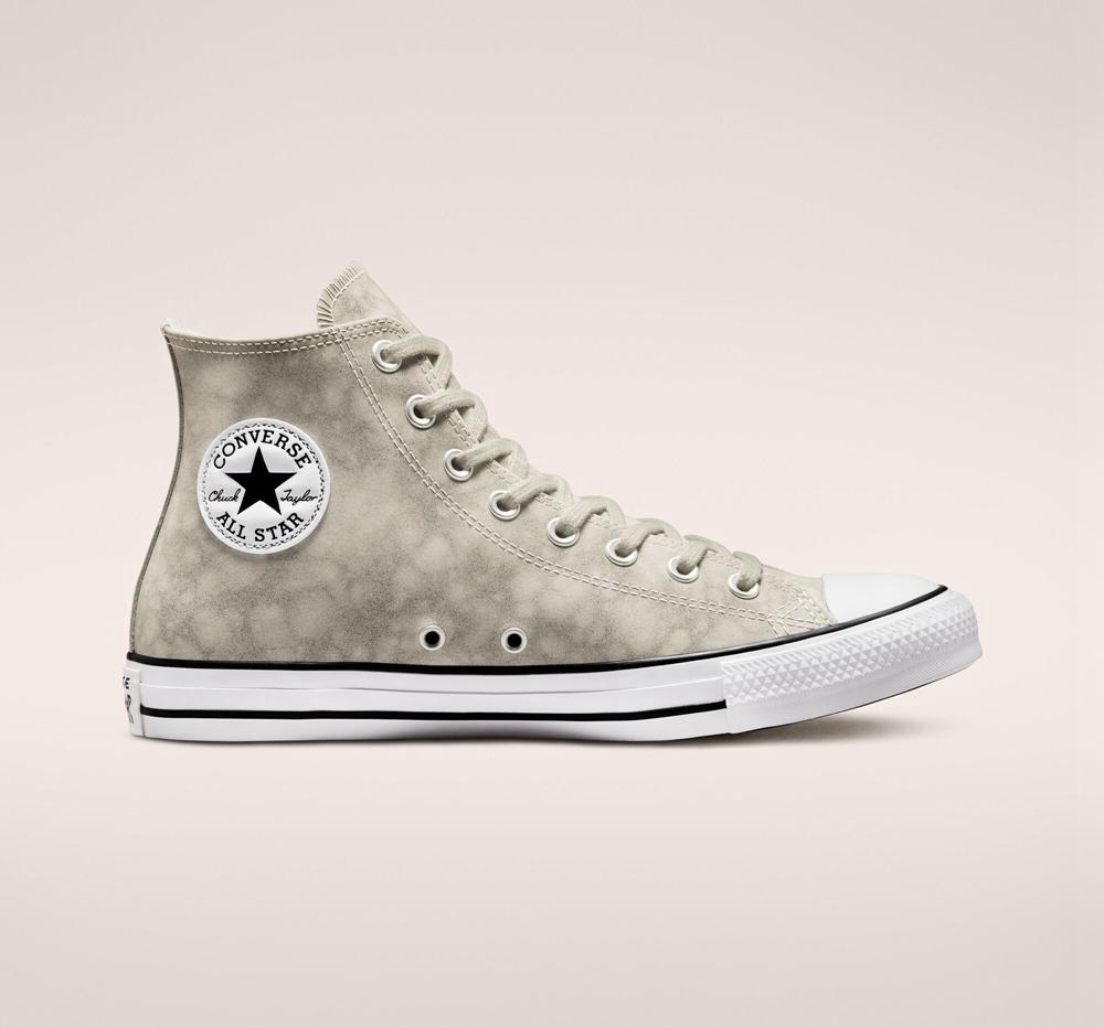 Converse Chuck Taylor All Star Distressed Läder Unisex Höga Dam Grå Ljus | 465829RPB