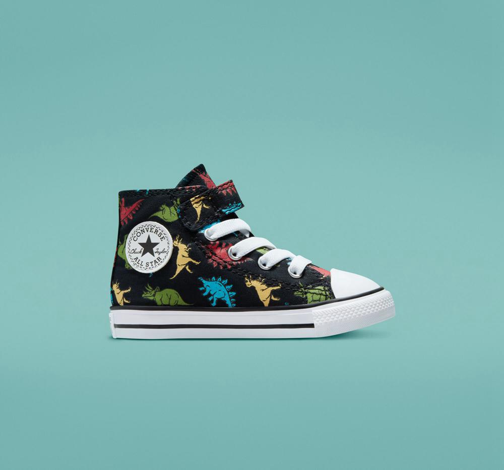 Converse Chuck Taylor All Star Easy On Dinosaurs Toddler Höga Tjej Svarta Röda Blå | 019284DAO