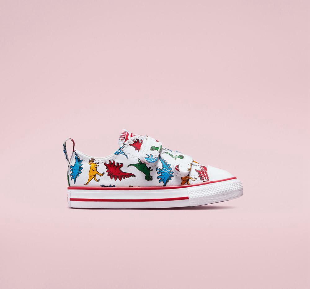 Converse Chuck Taylor All Star Easy On Dinosaurs Toddler Låga Pojke Vita Röda Blå | 236851IKB