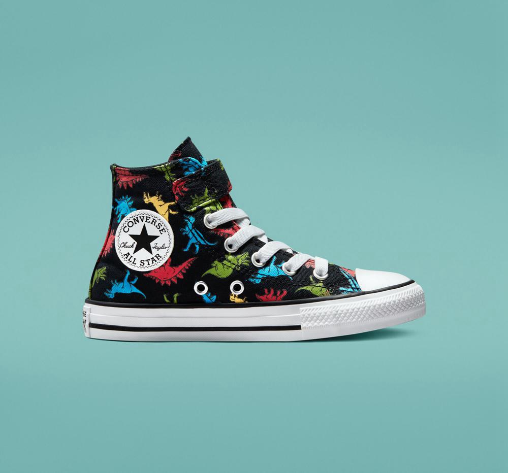 Converse Chuck Taylor All Star Easy On Dinosaurs Little Kids Höga Tjej Svarta Röda Blå | 410872RLM