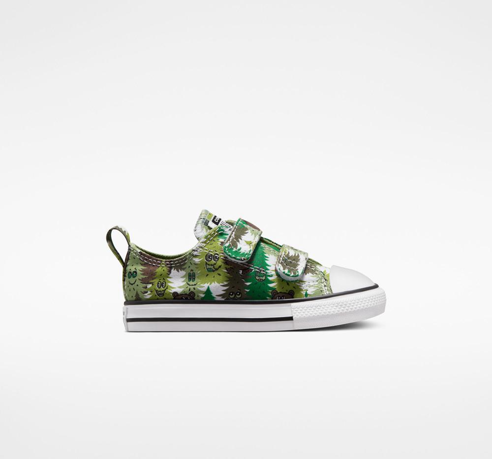Converse Chuck Taylor All Star Easy On Forest Camo Toddler Låga Tjej Vita Gröna Gröna | 203816LUM