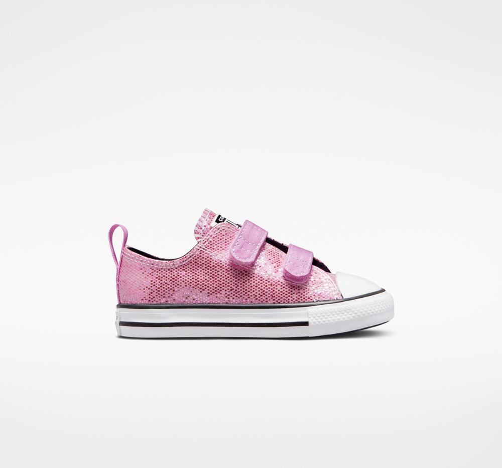 Converse Chuck Taylor All Star Easy On Glitter Toddler Låga Tjej Rosa Rosa Svarta | 864910RPZ