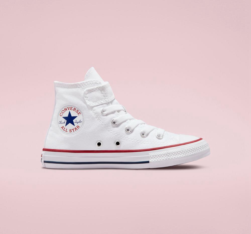 Converse Chuck Taylor All Star Easy On Little Kids Höga Tjej Vita Vita | 726031GUQ
