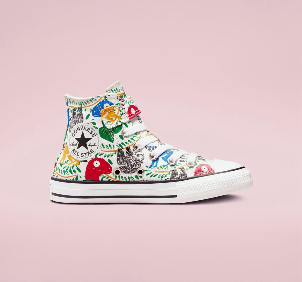 Converse Chuck Taylor All Star Easy On Multicolored Animals Little Kids Höga Pojke Vita Svarta | 064215OUT