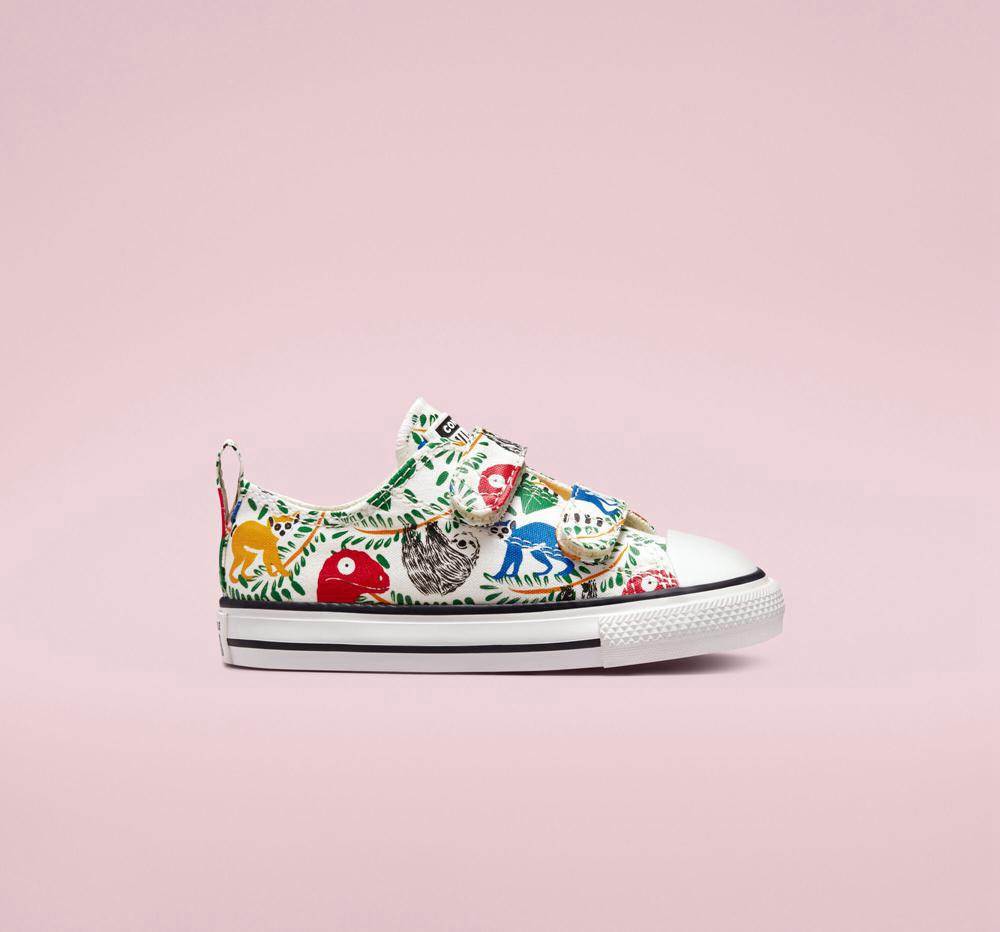 Converse Chuck Taylor All Star Easy On Multicolored Animals Toddler Låga Tjej Vita Svarta | 425738WJB