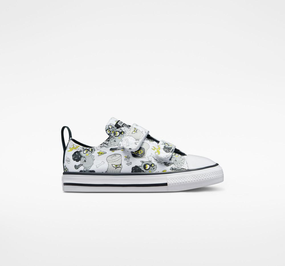 Converse Chuck Taylor All Star Easy On Raccoons Toddler Låga Pojke Vita Svarta Grå | 723480UJS