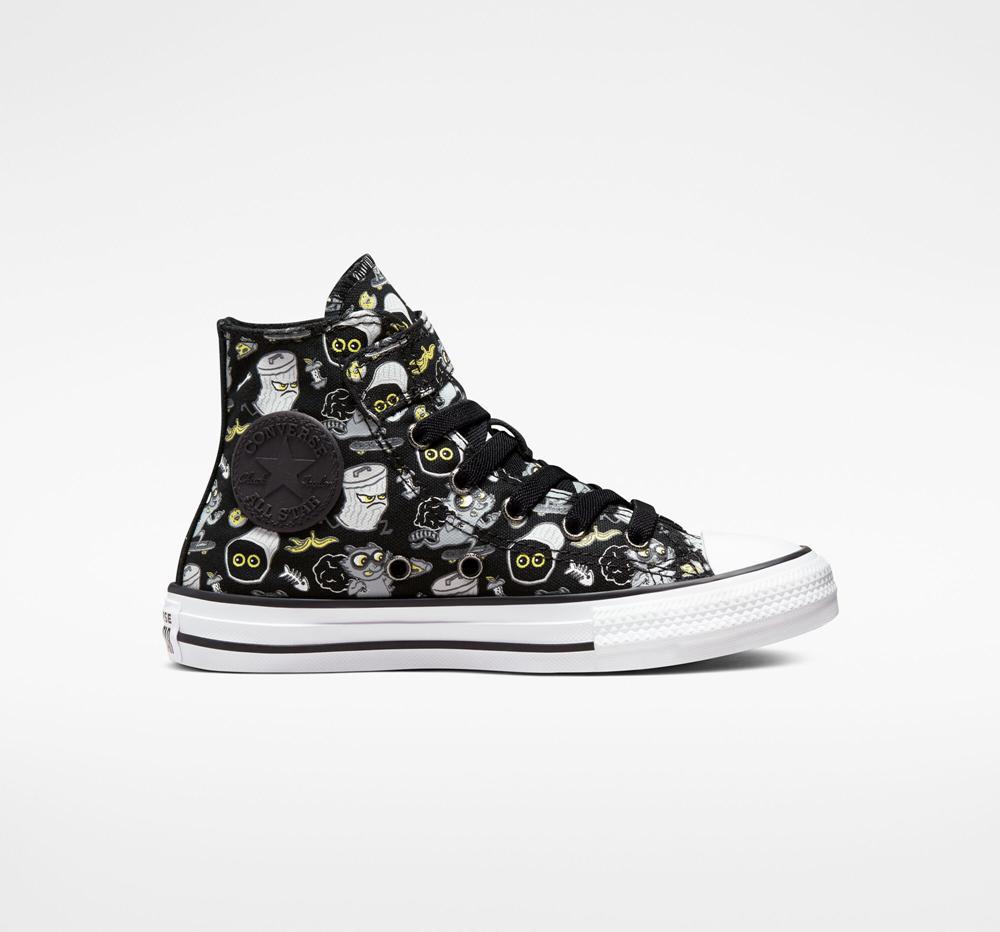 Converse Chuck Taylor All Star Easy On Raccoons Little Kids Höga Tjej Svarta Grå | 915347ATZ