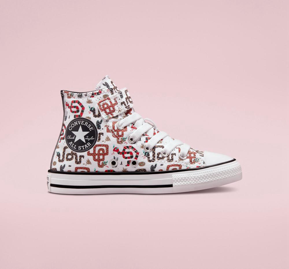 Converse Chuck Taylor All Star Easy On Snake Little Kids Höga Pojke Vita Grå Röda | 178629ZCJ