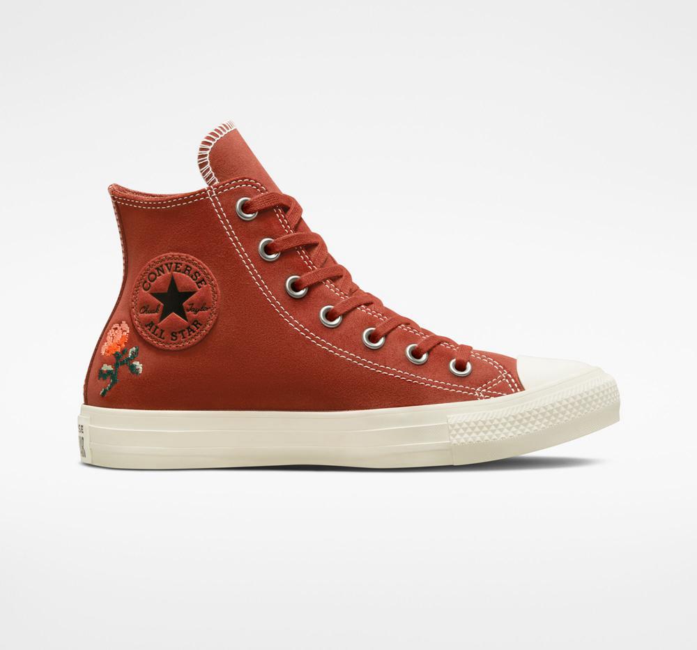Converse Chuck Taylor All Star Embroidered Roses Höga Dam Orange | 593012FWI
