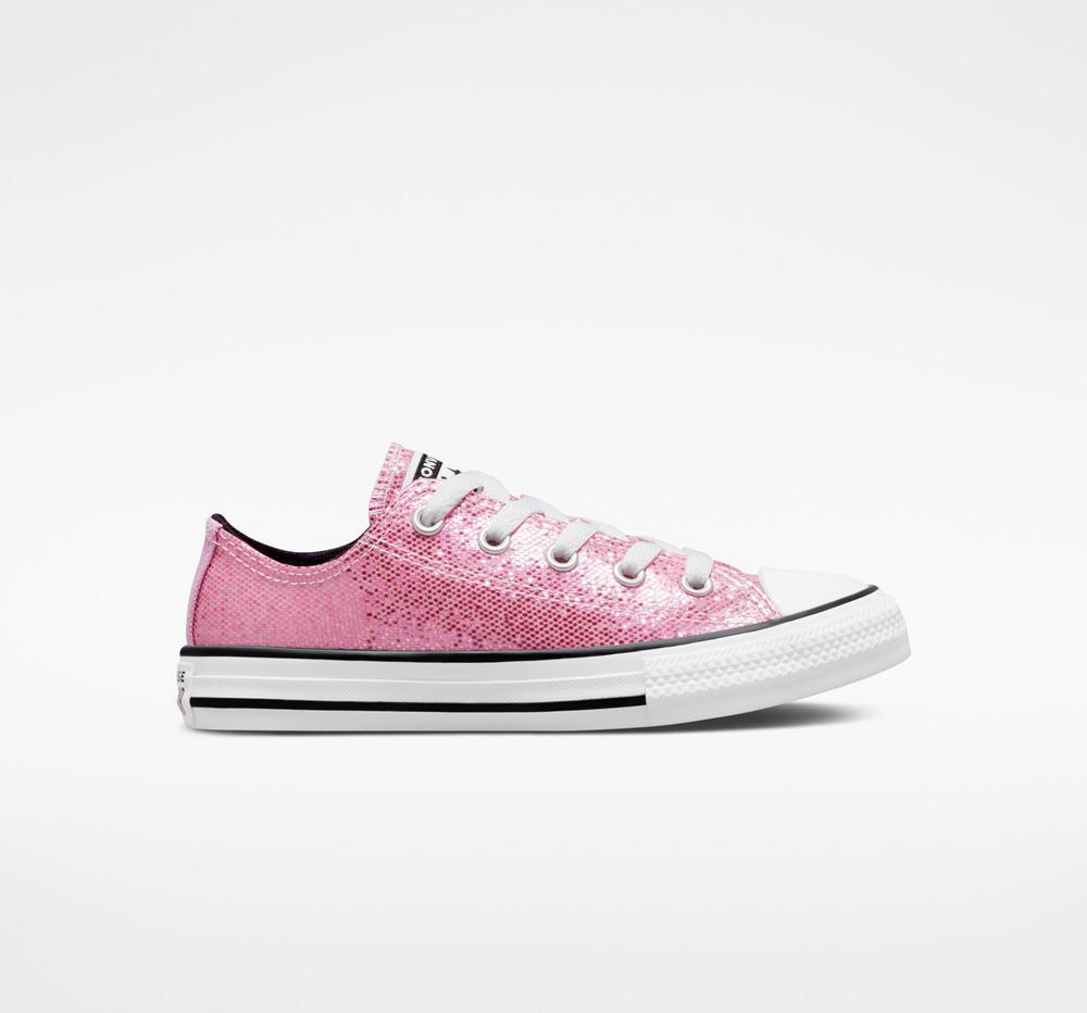 Converse Chuck Taylor All Star Glitter Little Kids Låga Tjej Rosa Rosa Svarta | 910765QXY