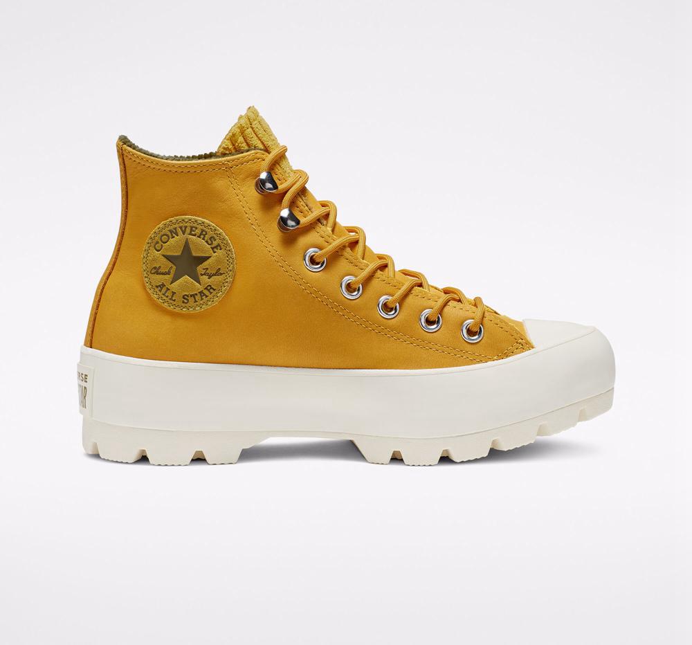 Converse Chuck Taylor All Star Gore Tex Lugged Vattentäta Läder Stövlar Dam Guld Olivgröna | 867254BLI