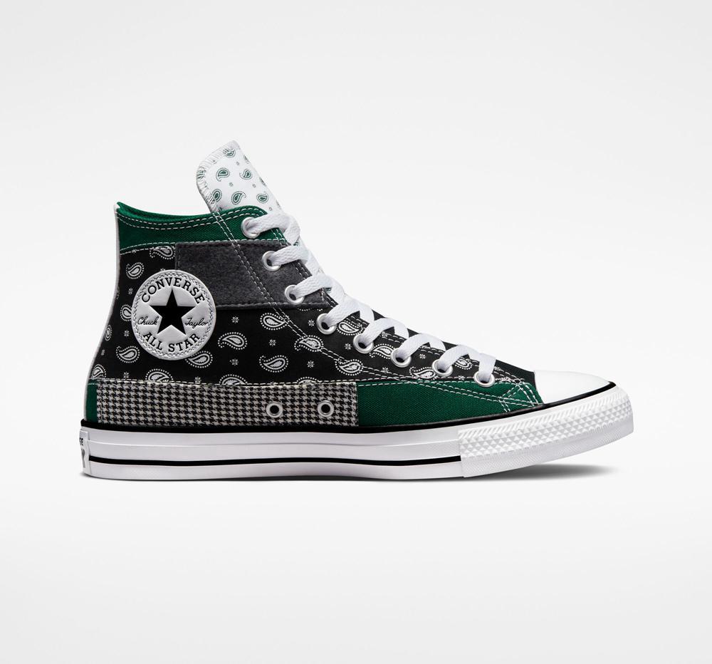 Converse Chuck Taylor All Star Hacked Patterns Unisex Höga Dam Gröna Svarta Vita | 705326IEY