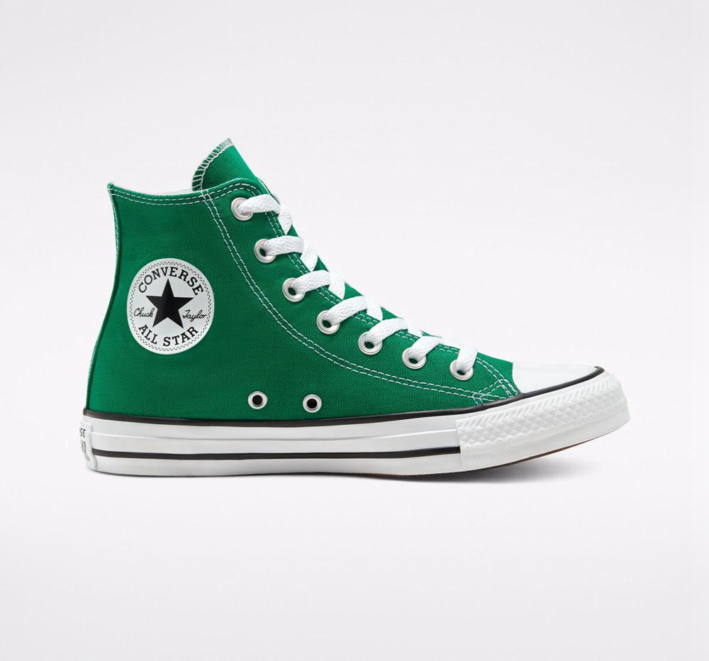 Converse Chuck Taylor All Star Klassiska Unisex Höga Herr Gröna Vita Vita | 487309EDU