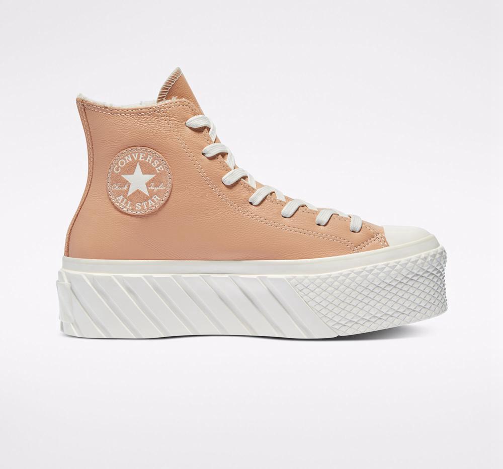 Converse Chuck Taylor All Star Lift 2X Platform Cozy Tones Höga Dam Beige Vita | 984750LMR