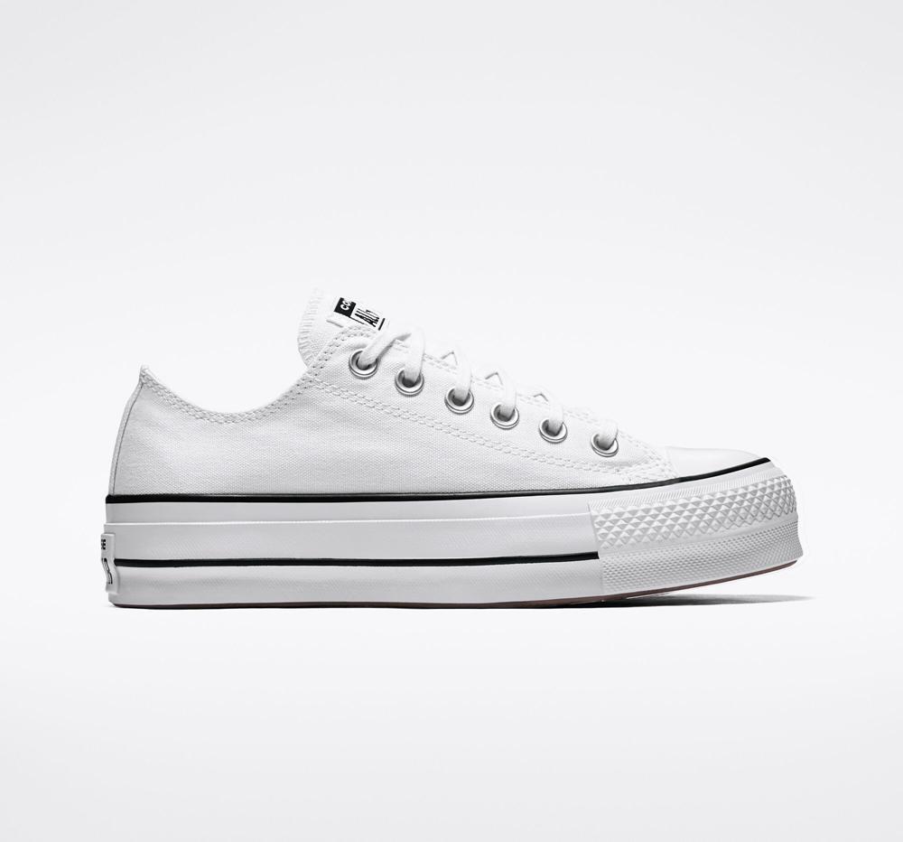 Converse Chuck Taylor All Star Lift Canvas Low Top Platform Skor Dam Vita Svarta Vita | 781205MVC