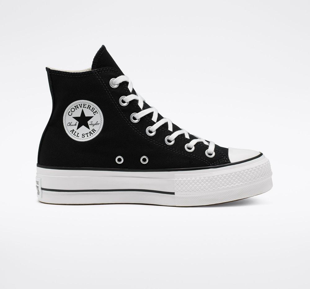 Converse Chuck Taylor All Star Lift Canvas High Top Platform Skor Dam Svarta Vita Vita | 904165HNJ