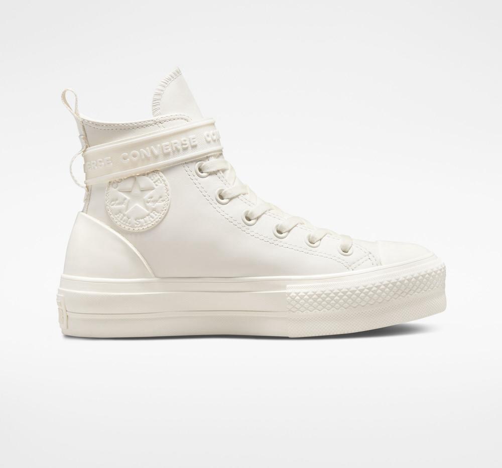 Converse Chuck Taylor All Star Lift Läder Hike High Top Platform Skor Dam Vita | 304651YJW