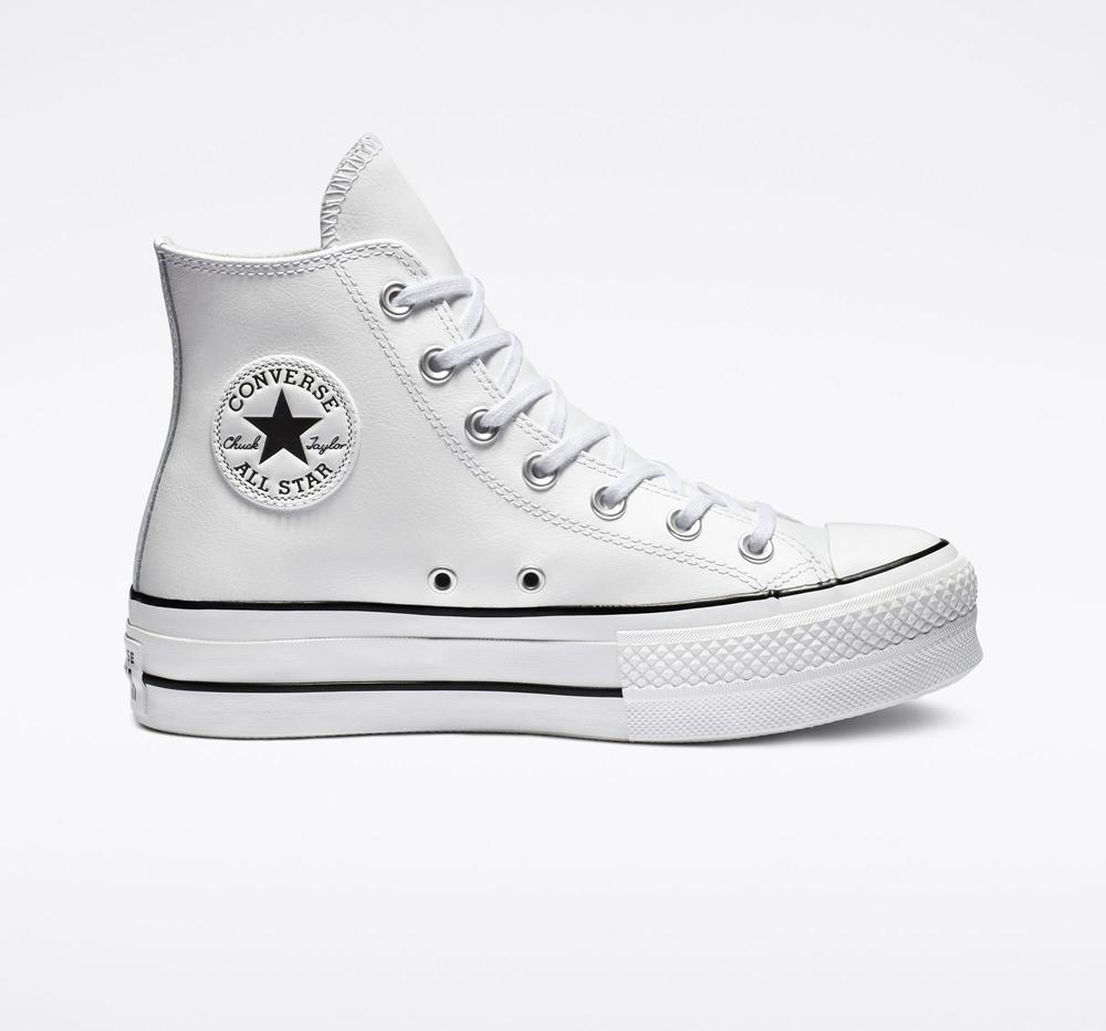 Converse Chuck Taylor All Star Lift Läder High Top Platform Skor Dam Vita Svarta Vita | 498103DVI