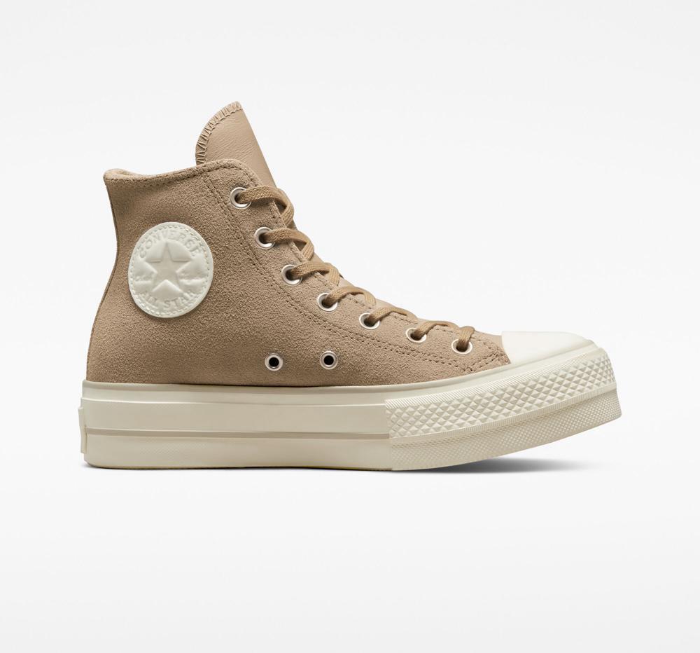 Converse Chuck Taylor All Star Lift Mocka High Top Platform Skor Dam Khaki | 167502KNA