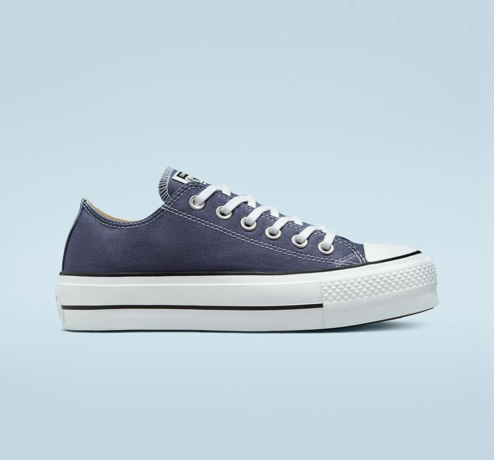 Converse Chuck Taylor All Star Lift Platform Canvas Låga Dam Marinblå Vita Svarta | 135472GYA