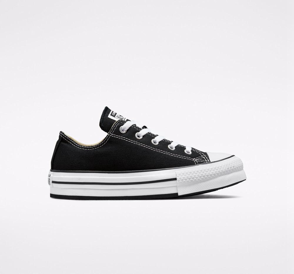 Converse Chuck Taylor All Star Lift Platform Big Kids Låga Tjej Svarta Vita Svarta | 197645WBE
