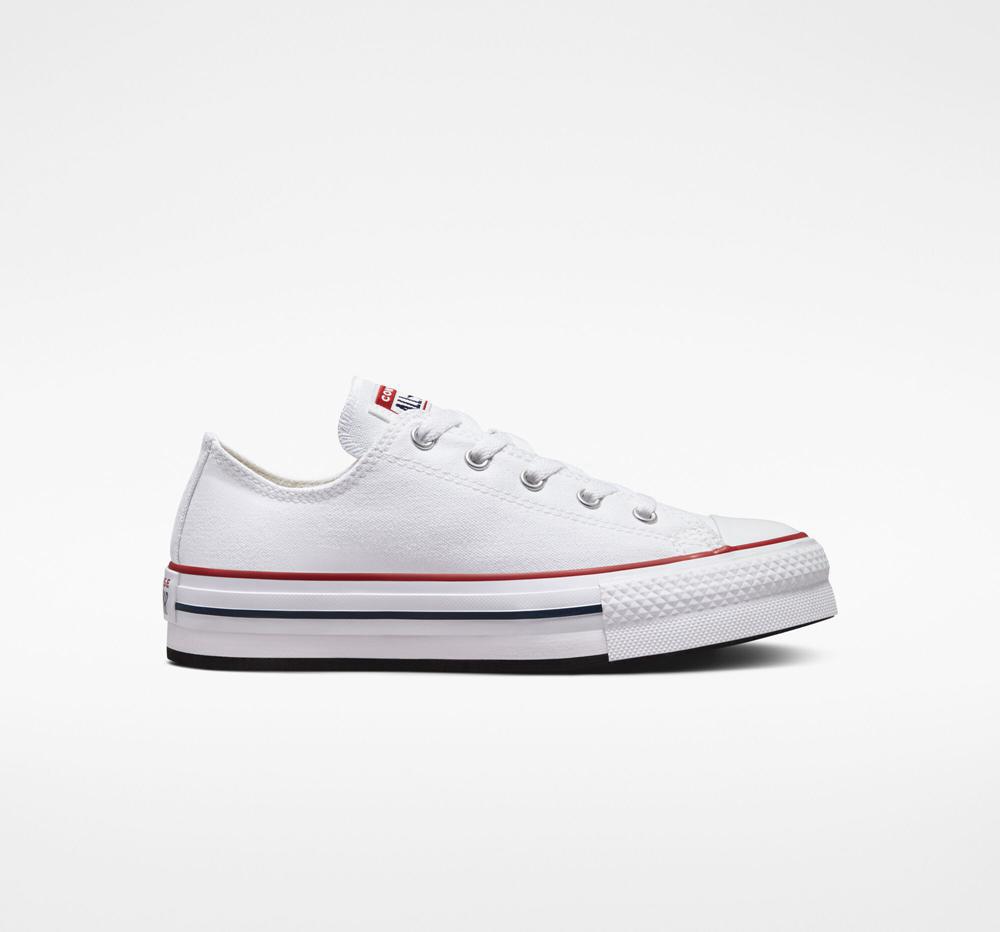 Converse Chuck Taylor All Star Lift Platform Big Kids Låga Tjej Vita Marinblå | 482013DZG