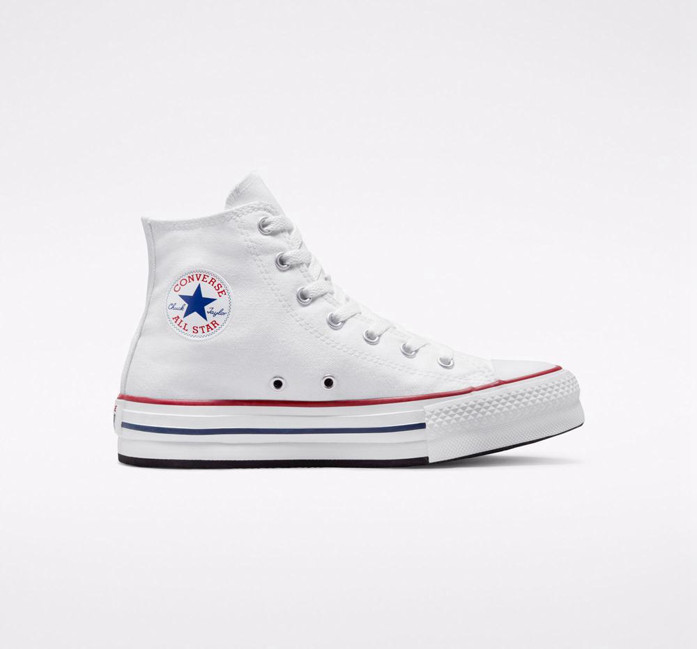 Converse Chuck Taylor All Star Lift Platform Big Kids Höga Tjej Vita Marinblå | 523769XOI