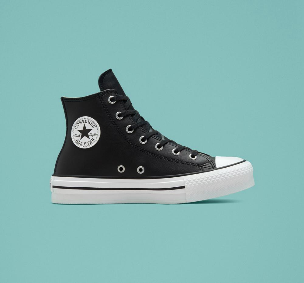 Converse Chuck Taylor All Star Lift Platform Läder Big Kids Höga Pojke Svarta Vita | 534167PXQ
