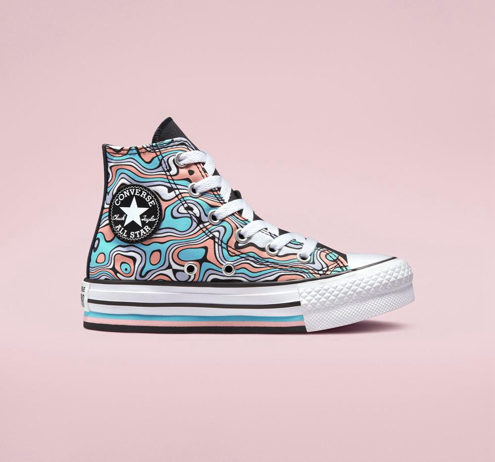 Converse Chuck Taylor All Star Lift Platform Color Swirl Little Kids Höga Tjej Ljuskorall | 602941QKV