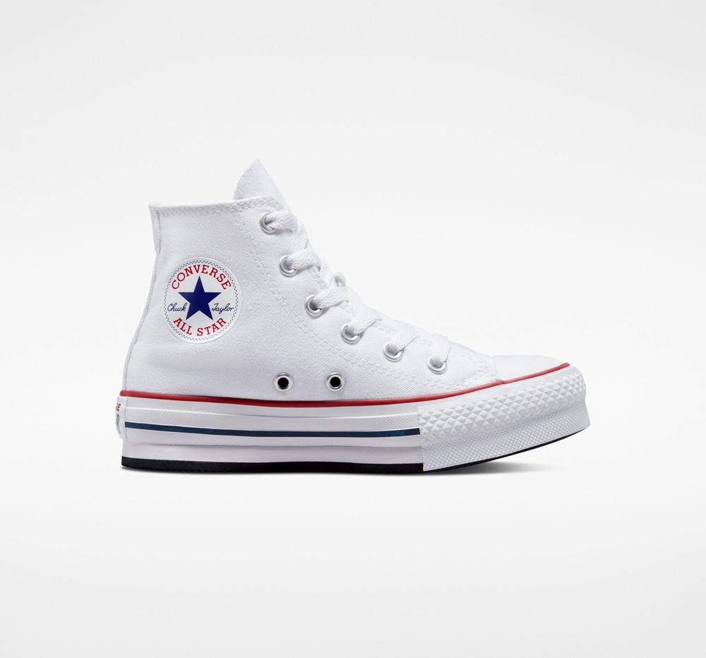 Converse Chuck Taylor All Star Lift Platform Little Kids Höga Tjej Vita Marinblå | 657083ZAO