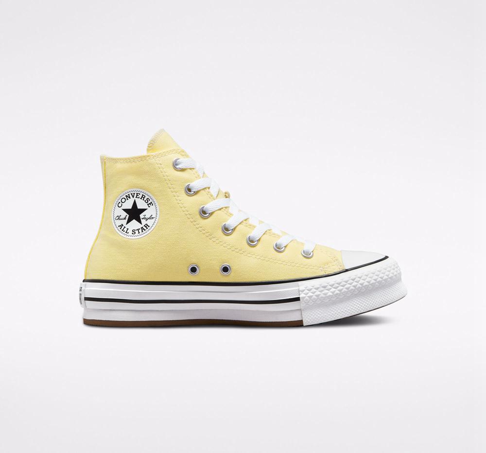 Converse Chuck Taylor All Star Lift Platform Big Kids Höga Tjej Gula Svarta | 687305KDJ