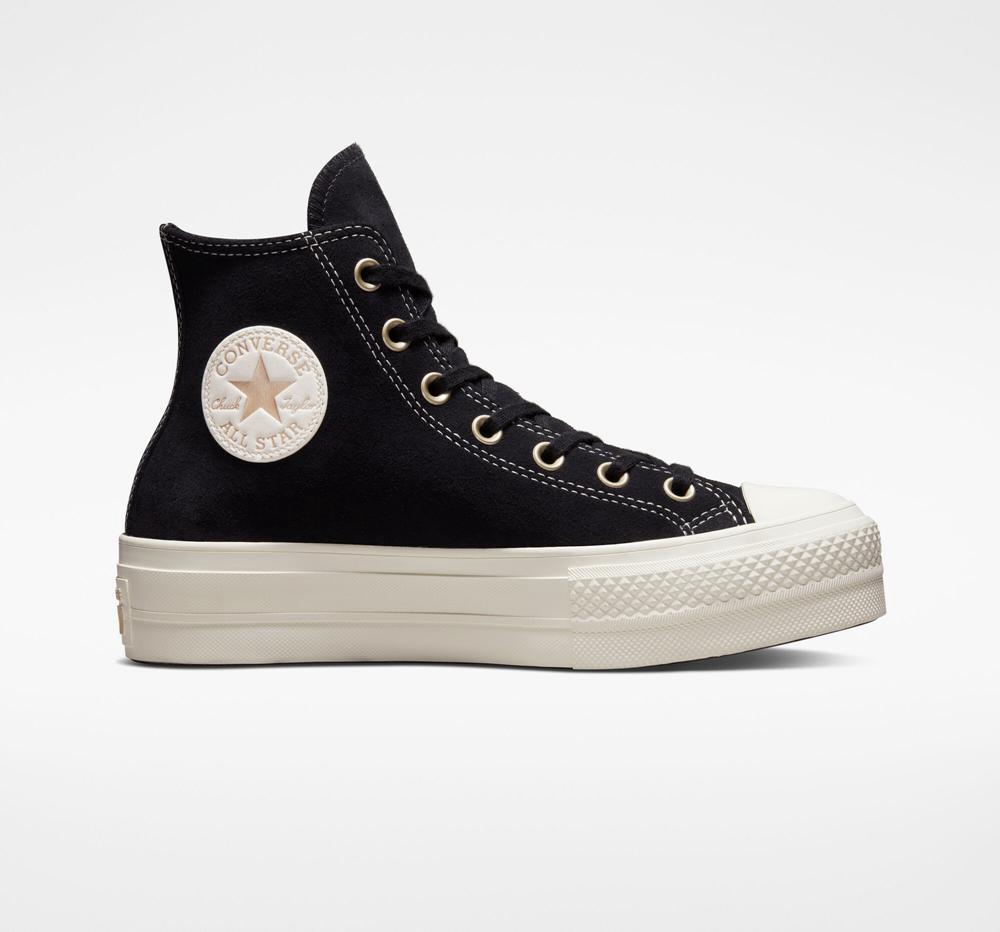 Converse Chuck Taylor All Star Lift Platform Mocka Studs Höga Dam Svarta Ljusguld | 690328NBY