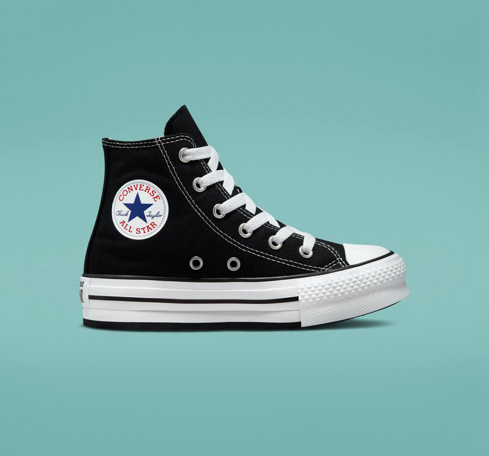 Converse Chuck Taylor All Star Lift Platform Little Kids Höga Tjej Svarta Vita Svarta | 725489DNG