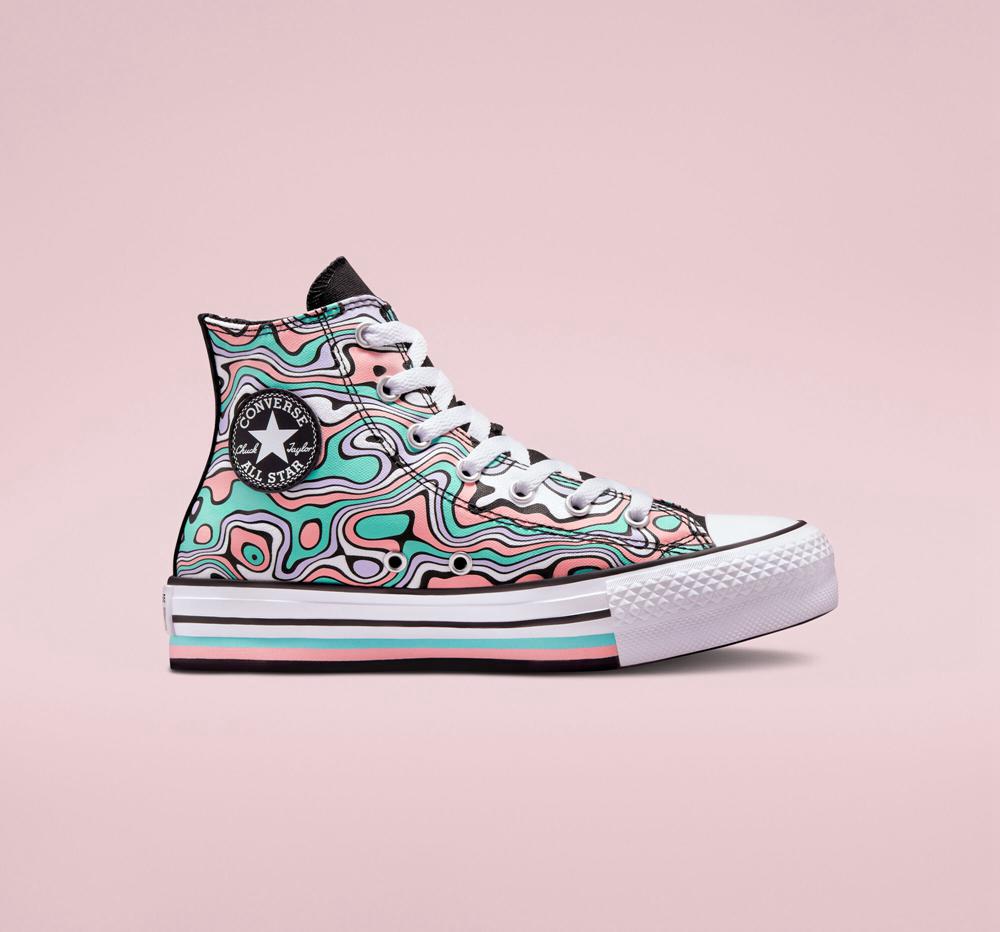 Converse Chuck Taylor All Star Lift Platform Color Swirl Big Kids Höga Tjej Ljuskorall | 904712VAS