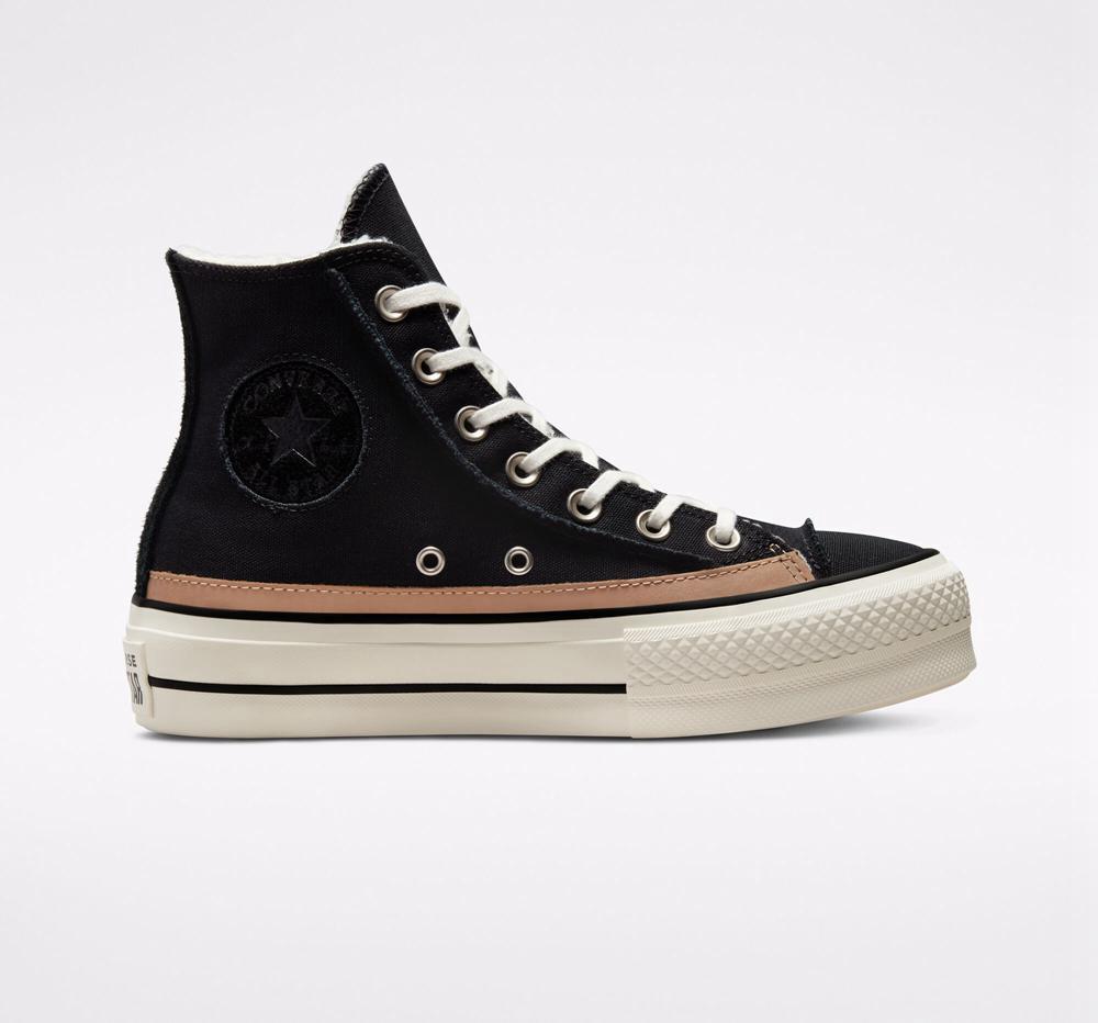 Converse Chuck Taylor All Star Lift Raw Edge High Top Platform Skor Dam Svarta | 238794UYV