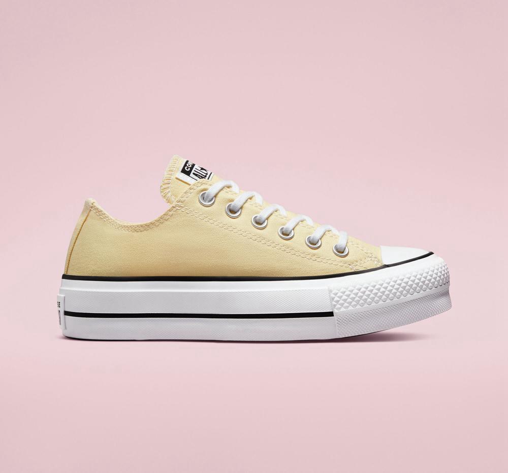 Converse Chuck Taylor All Star Lift Seasonal Color Low Top Platform Skor Dam Gula Citron Svarta Vita | 509241HAD