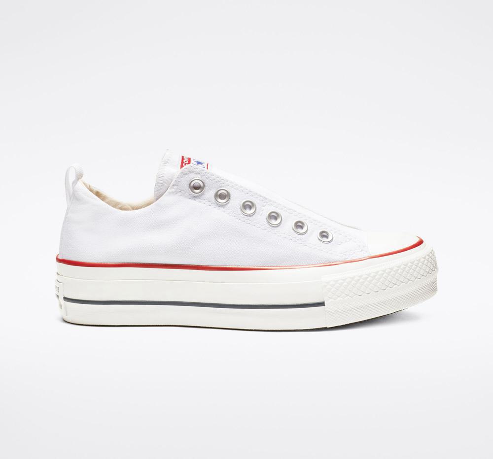 Converse Chuck Taylor All Star Lift Slip Low Top Platform Skor Dam Vita Röda Blå | 729053JUC