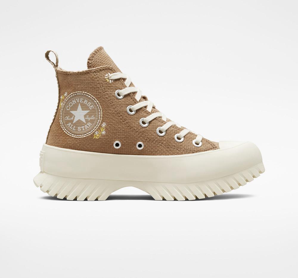 Converse Chuck Taylor All Star Lugged 2.0 Autumn Embroidery Unisex High Top Platform Skor Dam Khaki | 754386SVO