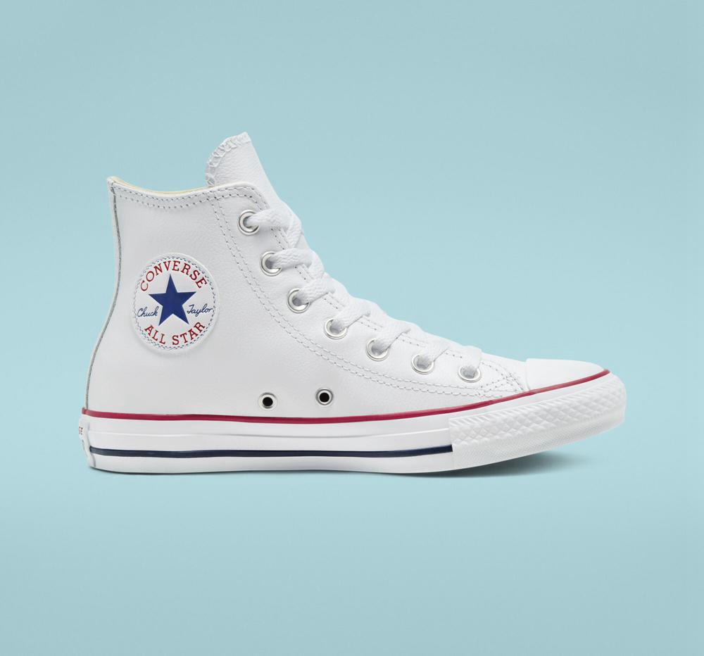 Converse Chuck Taylor All Star Läder Unisex Höga Dam Vita | 971243HRL